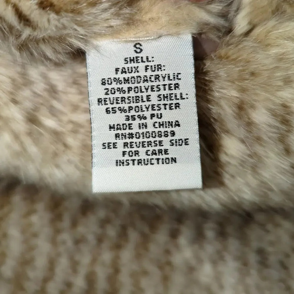 Keren Hart Faux Fur Leather Reversible Vest with Pockets Animal Print Size Small - Picture 13 of 16